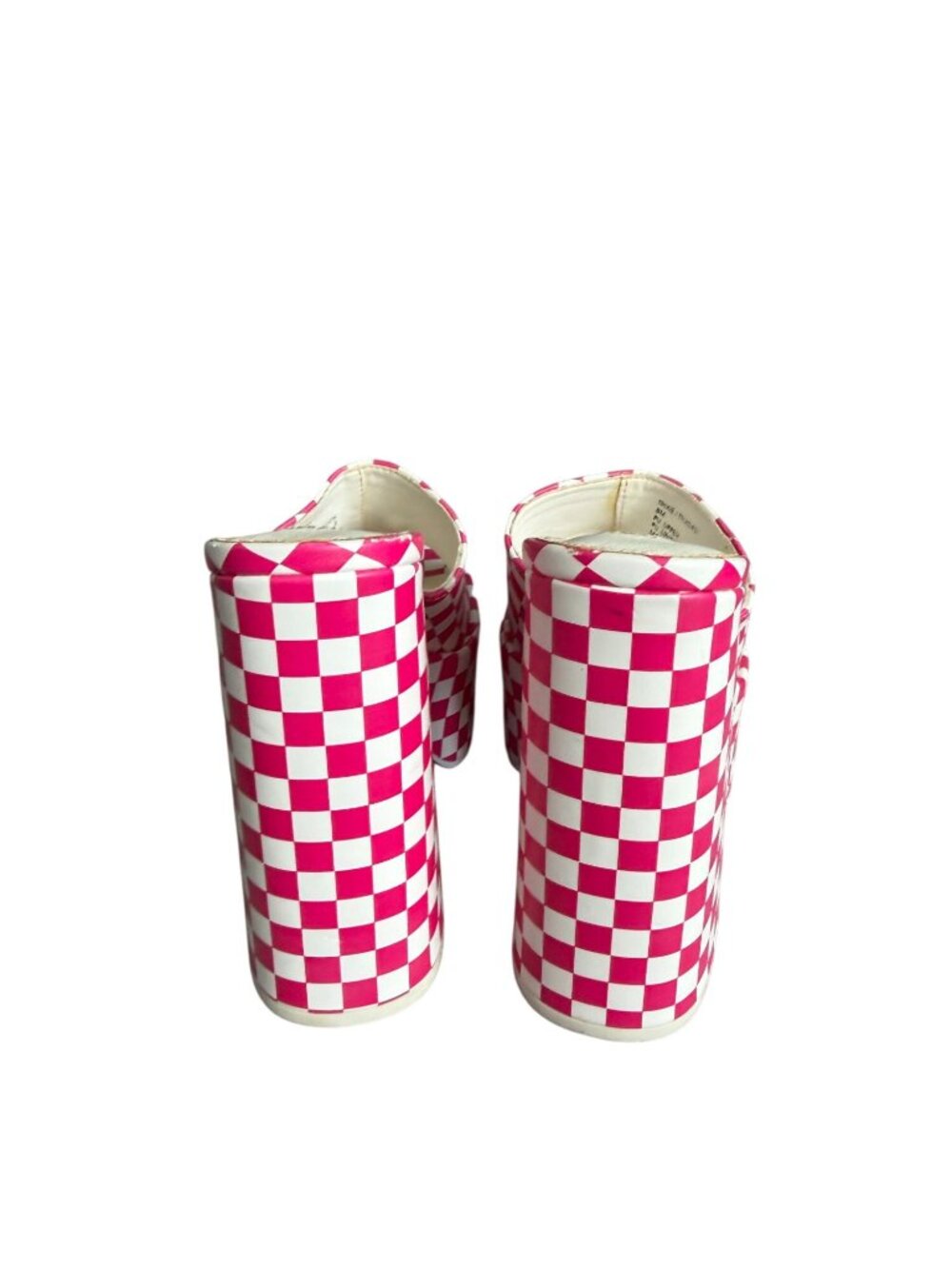 STEVE MADDEN Trixie Checkerboard Pink White Platform Sandals Heels Size 8 - Picture 7 of 11